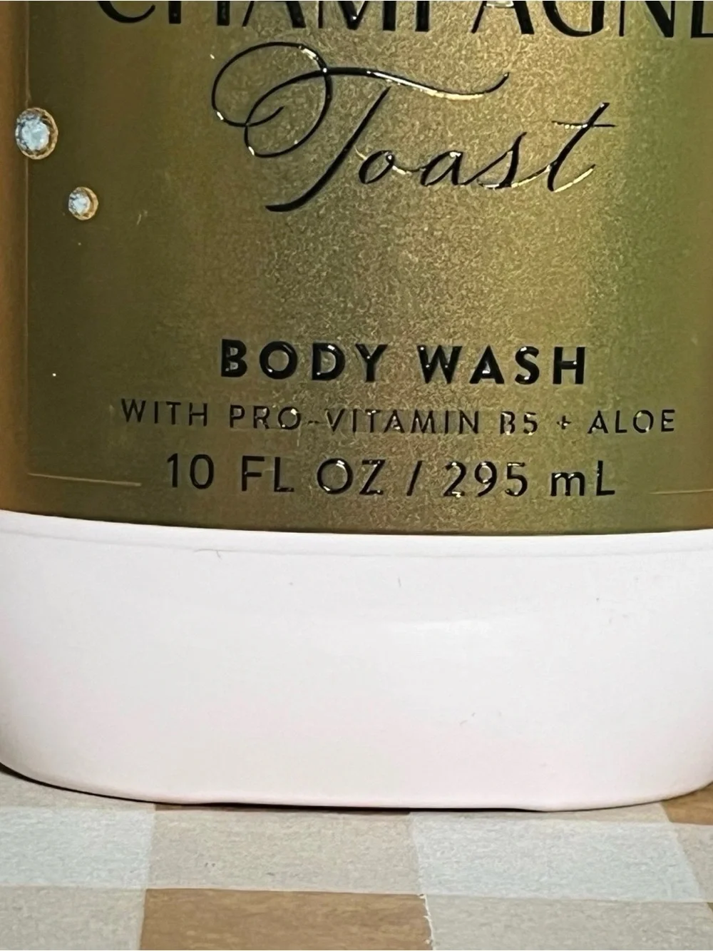 Champagne Body Wash in Soft Pink and Gold Holographic Label